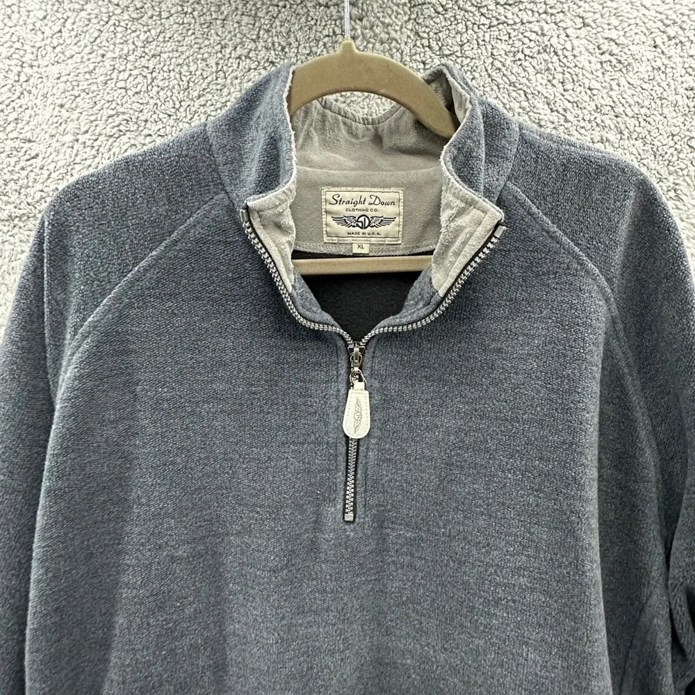 Straight Down Mens XL Quarter Zip Fleece Pullover Useless Bay Golf Gray Outdoor